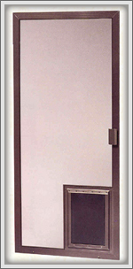 Sliding screen door with pet door Sliding screen door with pet door